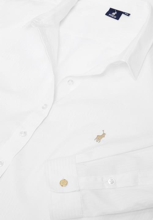 POLO - Plus size laura dobby shirt - white