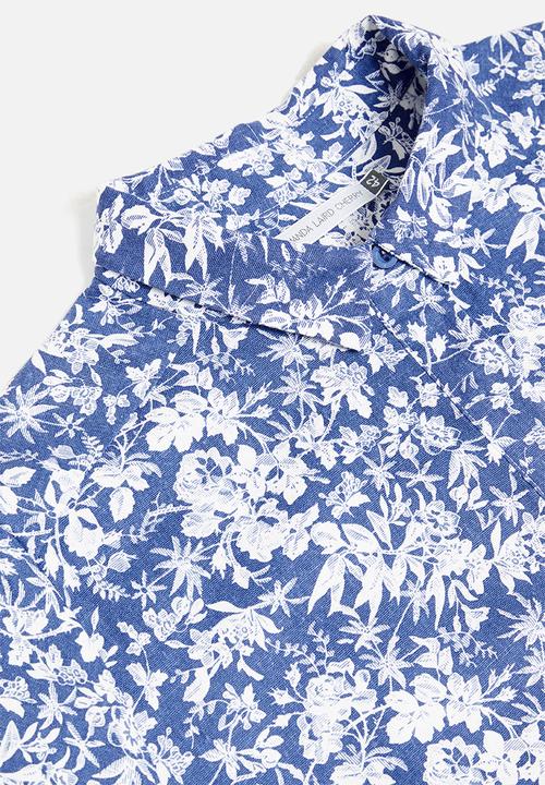 AMANDA LAIRD CHERRY - Relaxed tunic with shirt collar - blue & white