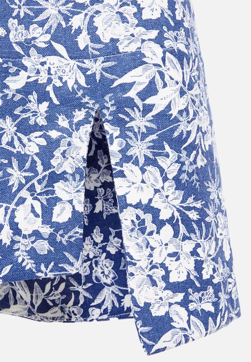 AMANDA LAIRD CHERRY - Relaxed tunic with shirt collar - blue & white