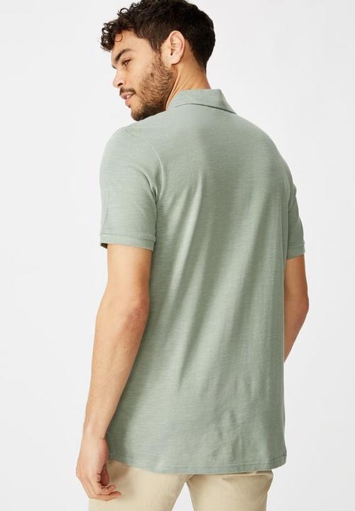 Cotton On - Brunswick slub polo - antique green texture
