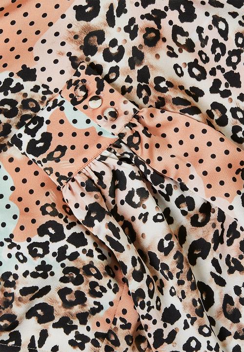Glamorous - Petite high neck animal blouse - multi