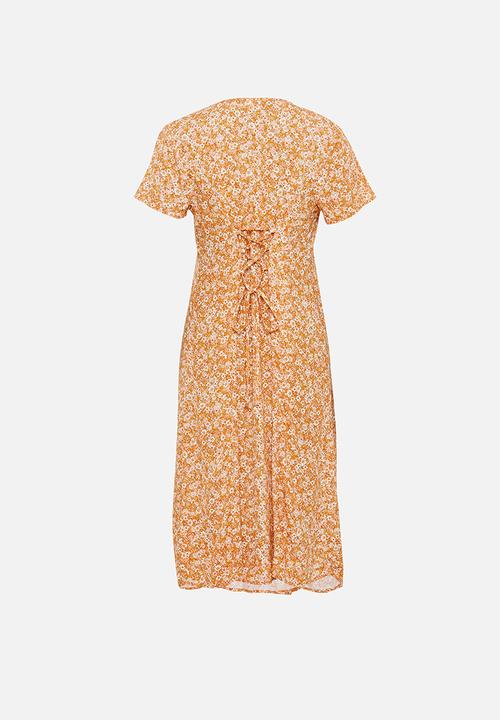 Cotton On - Maternity woven button front midi dress stephanie floral - rust 