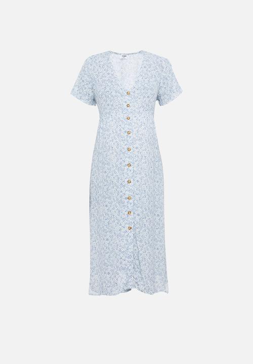 Cotton On - Maternity woven button front midi dress stephanie floral - blue