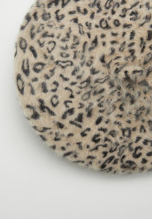 Superbalist - Leopard print beret - beige & black 