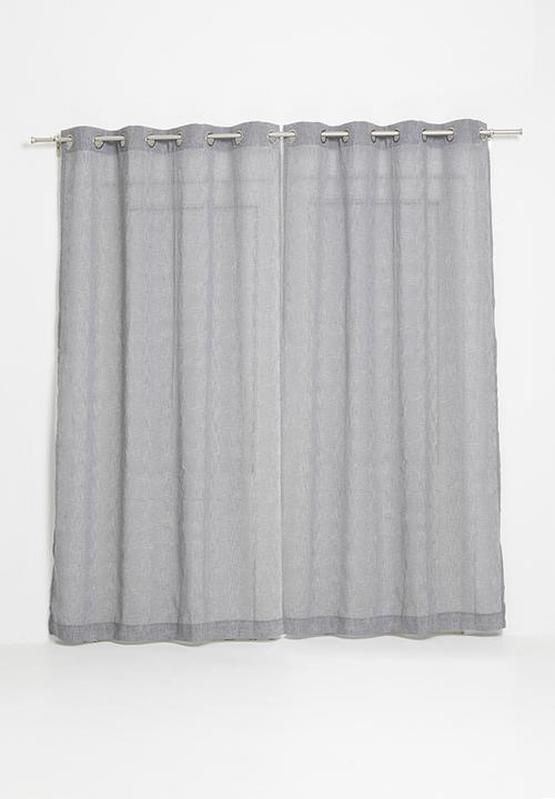 Sixth Floor - Self stripe eyelet curtain - charcoal