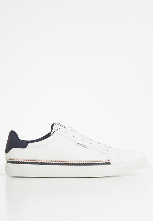 Jack & Jones - Trent stripe sneaker - white & navy 