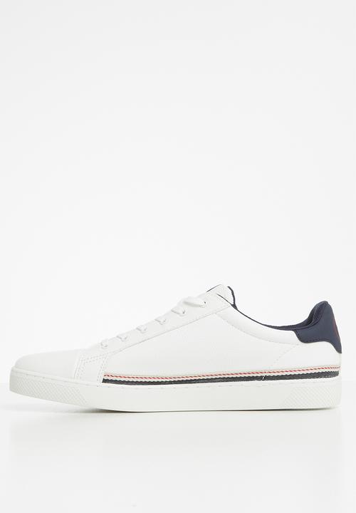 Jack & Jones - Trent stripe sneaker - white & navy 