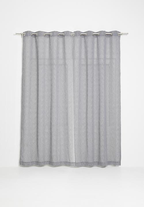 Sixth Floor - Self stripe extra length eyelet curtain - charcoal