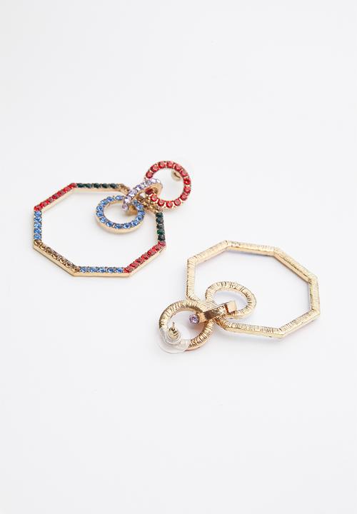 Superbalist - Hexagon statement earrings - multi