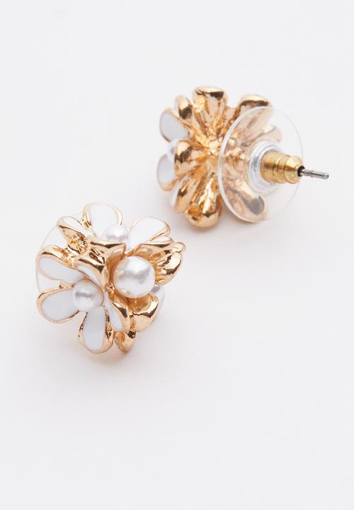 ALDO - Cadauwet earrings - white & gold 