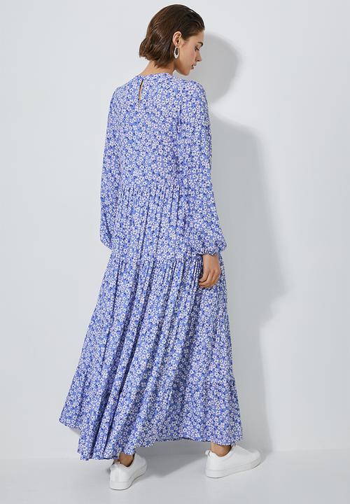 Superbalist - Maxi tiered dress - blue & white 