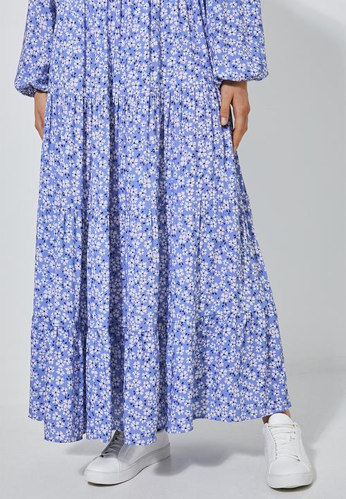 Superbalist - Maxi tiered dress - blue & white 