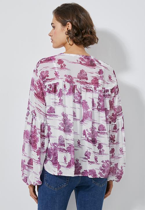 Superbalist - Boho blouse - Burgundy & white 