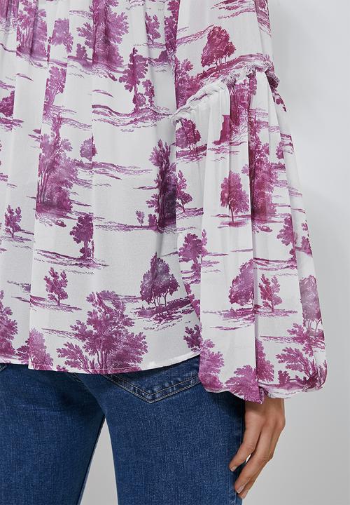 Superbalist - Boho blouse - Burgundy & white 