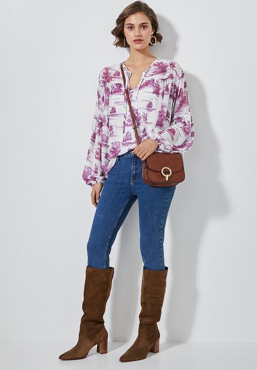 Superbalist - Boho blouse - Burgundy & white 