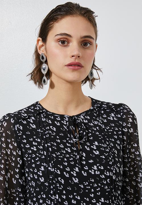 Superbalist - Chiffon babydoll dress - black & white 