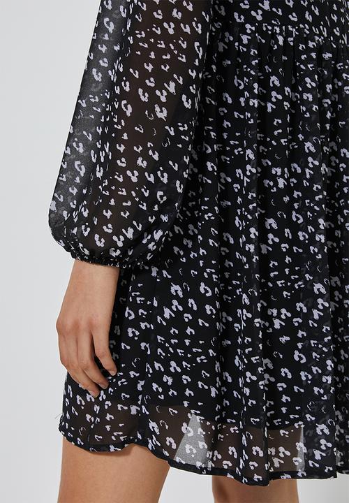 Superbalist - Chiffon babydoll dress - black & white 