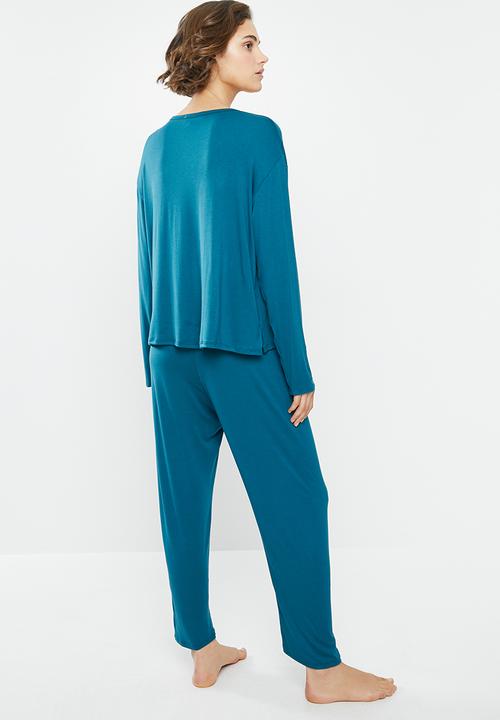 Superbalist - V-neck sleep top & pants set - teal