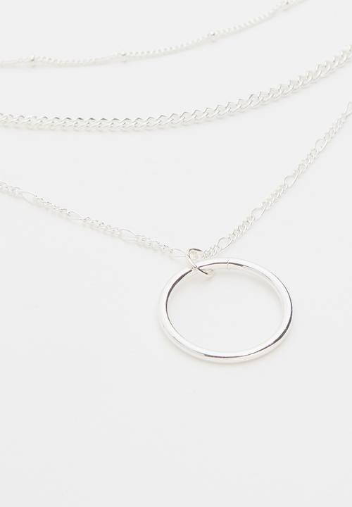 Rubi - Minimalist circle trinkets necklace - silver