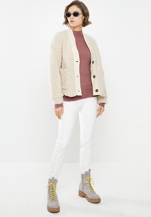 Vero Moda - Ophelia long sleeve high neck frill top - mauve