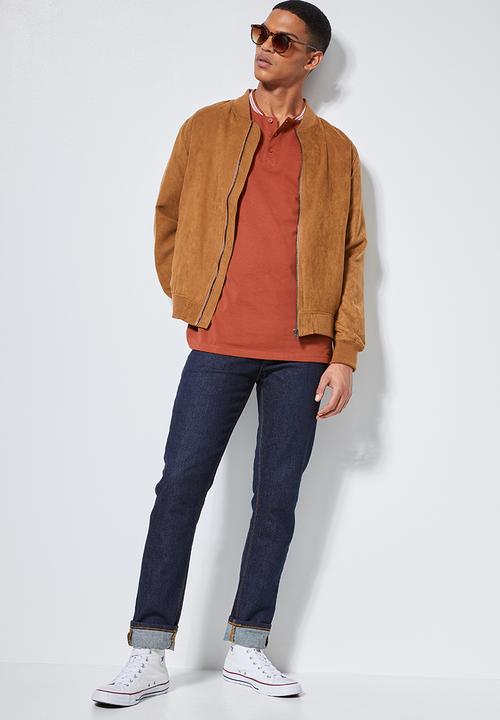 Superbalist - Siya tipped slim pique golfer - rust