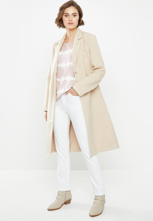 Jacqueline de Yong - Laila life long sleeve dyed sweat - dusty pink & white 