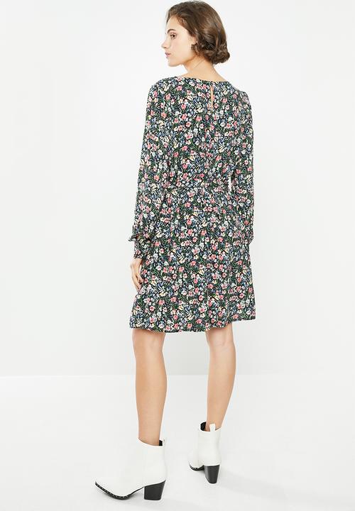 Jacqueline de Yong - Lauryn long sleeve boatneck dress - black