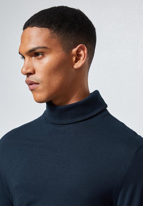 Superbalist - Plain roll neck 2 Pack tees - navy & brown