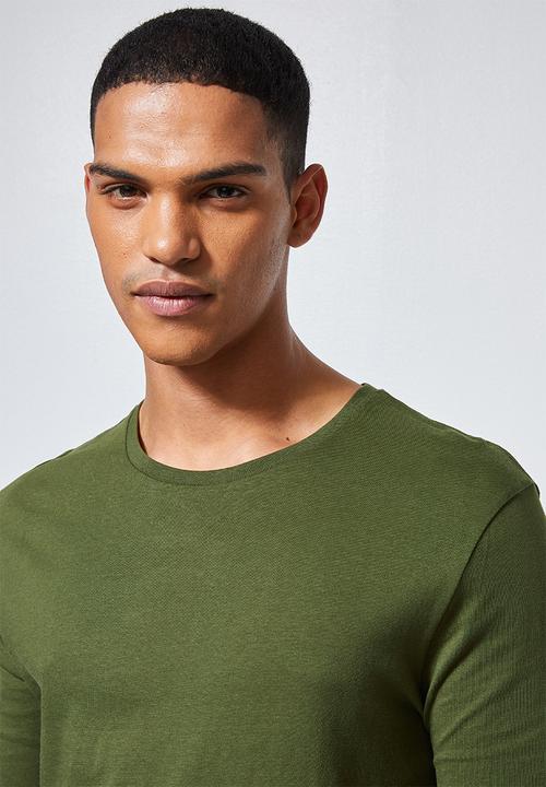Superbalist - Plain crew neck 2 pack tees -  charcoal & fatigue green