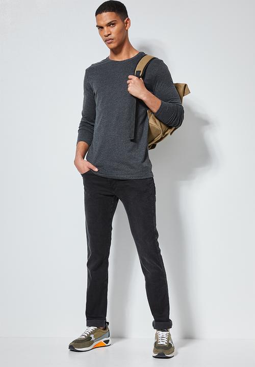 Superbalist - Plain crew neck 2 pack tees -  charcoal & fatigue green