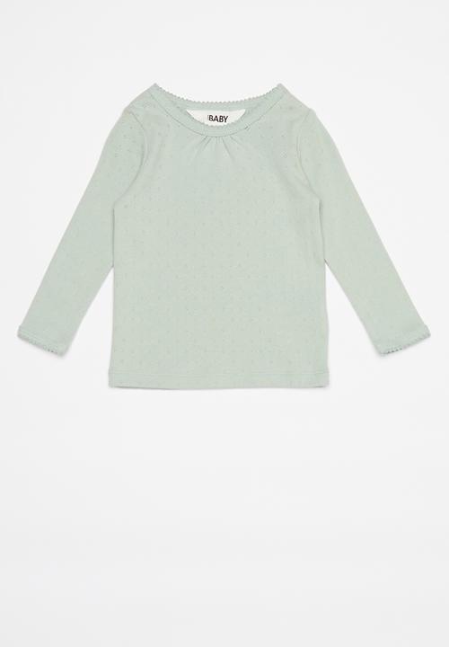 Cotton On - 2 Pack Mich long sleeve pointelle top  - dusty berry & stone green