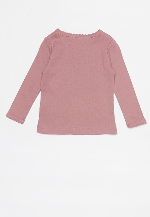 Cotton On - 2 Pack Mich long sleeve pointelle top  - dusty berry & stone green