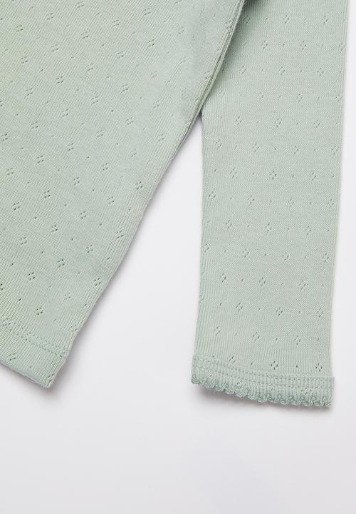 Cotton On - 2 Pack Mich long sleeve pointelle top  - dusty berry & stone green