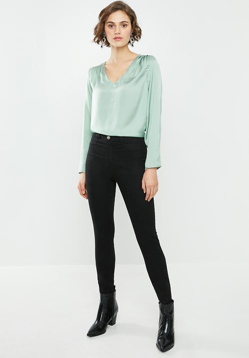 ONLY - Faby long sleeve V-neck top - soft mint  