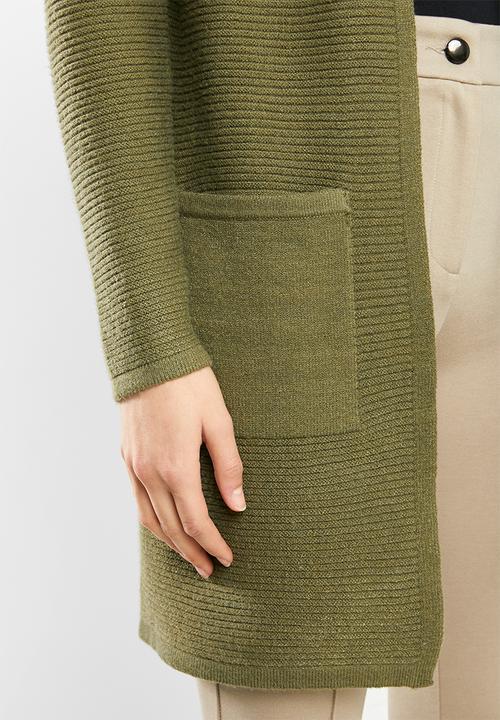 Jacqueline de Yong - Mollo long sleeve structure cardigan - olive