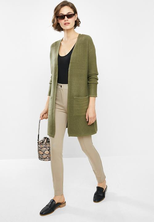 Jacqueline de Yong - Mollo long sleeve structure cardigan - olive