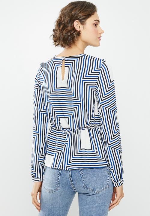 Vero Moda - Mezy long sleeve top - blue & white