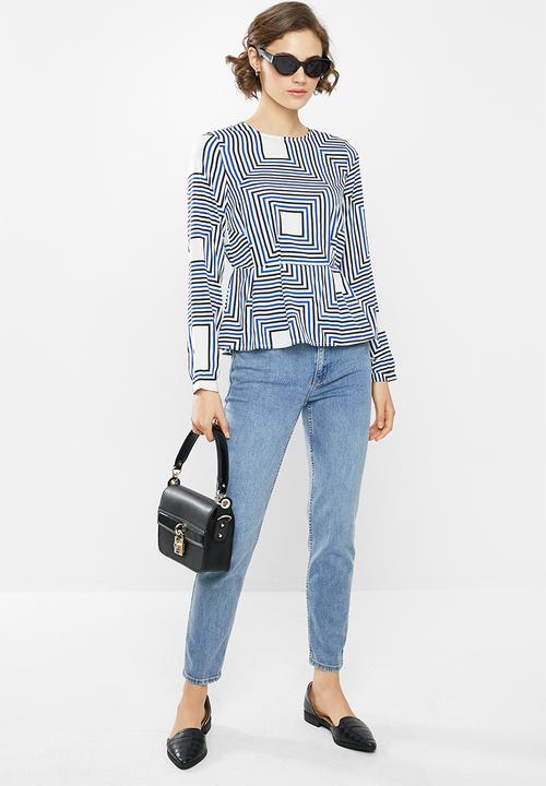 Vero Moda - Mezy long sleeve top - blue & white