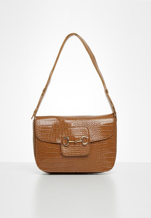 Superbalist - Faux croc crossbody - tan