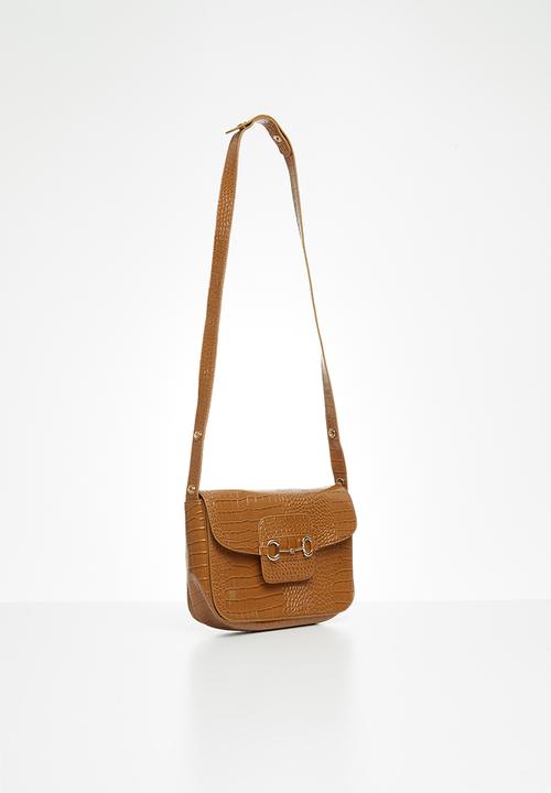 Superbalist - Faux croc crossbody - tan
