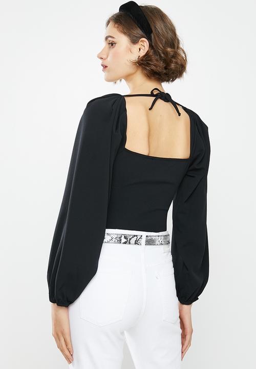 Missguided - Extreme puff sleeve bodysuit - black