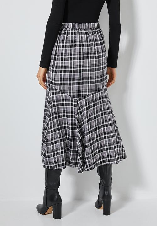 Superbalist - Check midi skirt - black & white