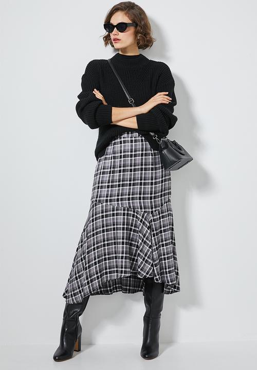 Superbalist - Check midi skirt - black & white
