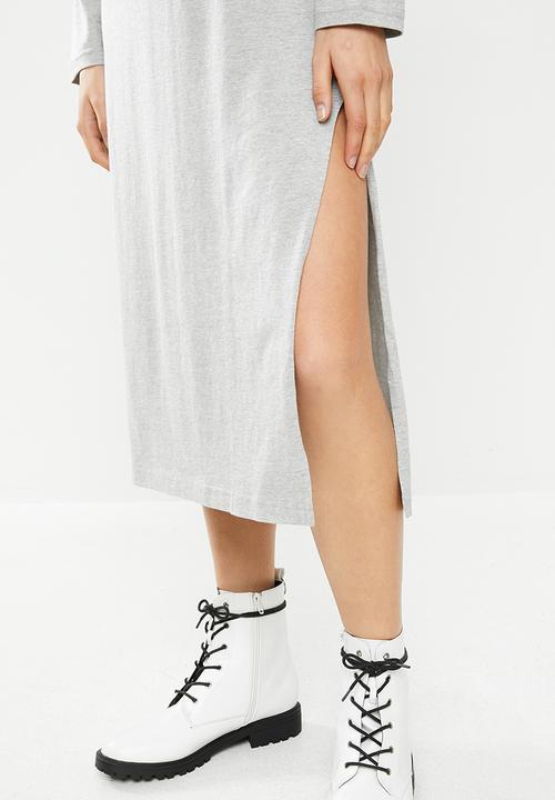Missguided - Basic T-shirt dress midi - grey