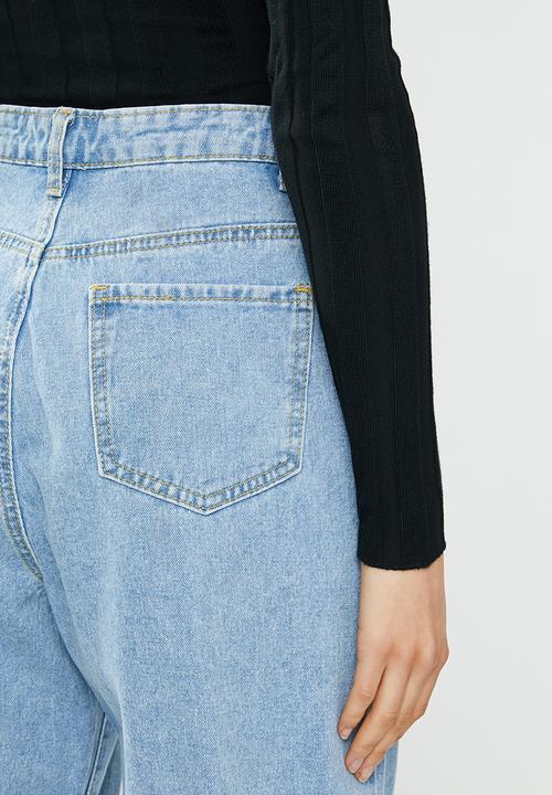 Missguided - Slouch highwaisted pleat detail jean - blue