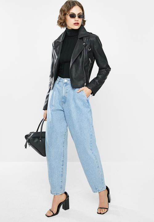 Missguided - Slouch highwaisted pleat detail jean - blue