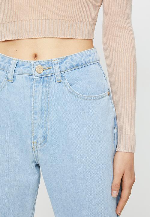 Missguided - Utility button plain riot jean - blue