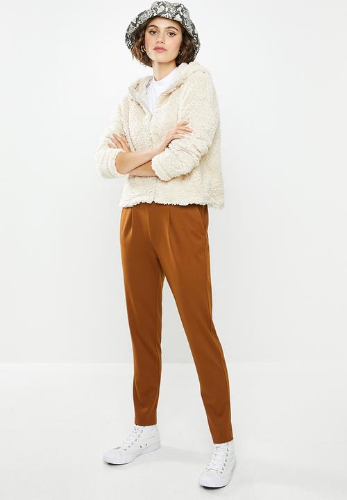 Missguided - Borg zip through long sleeve hoodie - cream