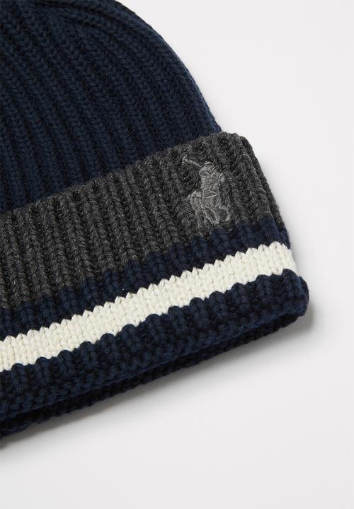 POLO - Earl stripe ribbed beanie - navy
