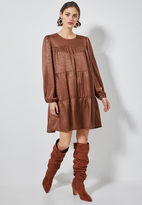 Superbalist - Tiered babydoll dress - tobacco